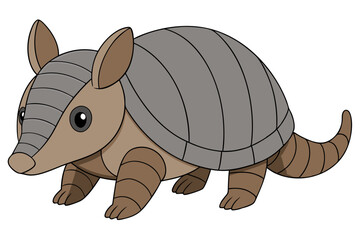 Armadillo with Armored Shell Vector Cartoon Funny Animal