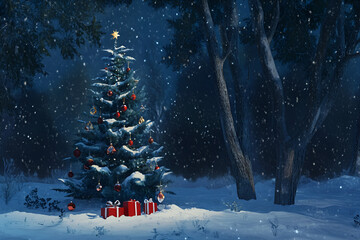 Christmas Background,watercolor tree