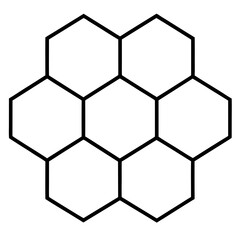 A hexagonal grid pattern resembling a honeycomb line art vector