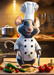 A mouse look like a cooking chef, 