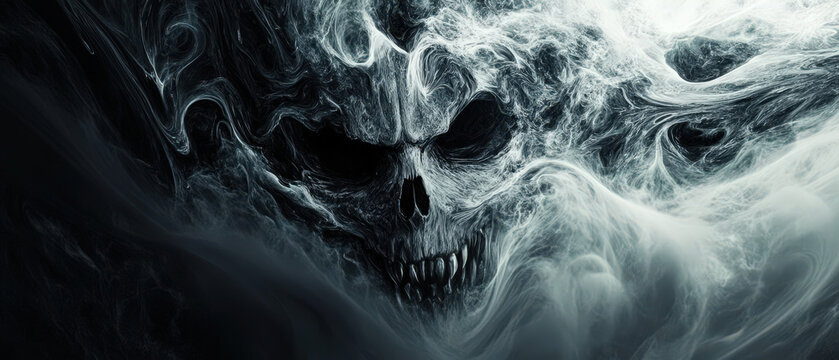 A skull with smoke surrounding it