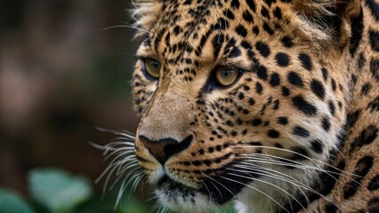 Naklejka premium A leopard is staring at the camera with its eyes wide open