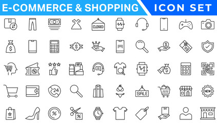 E-Commerce and Shoping Line Icons. Editable Stroke. Pixel Perfect.