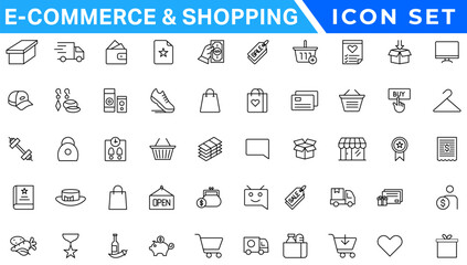E-Commerce and Shoping Line Icons. Editable Stroke. Pixel Perfect.