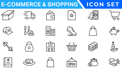 E-Commerce and Shoping Line Icons. Editable Stroke. Pixel Perfect.