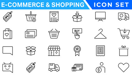 E-Commerce and Shoping Line Icons. Editable Stroke. Pixel Perfect.