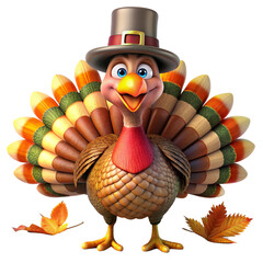 happy thanksgiving turkey 3d icon illustration