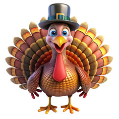 happy thanksgiving turkey 3d icon illustration