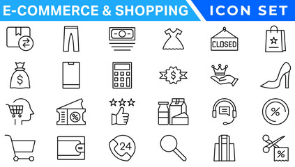 E-Commerce and Shoping Line Icons. Editable Stroke. Pixel Perfect.