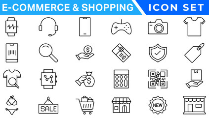 E-Commerce and Shoping Line Icons. Editable Stroke. Pixel Perfect.