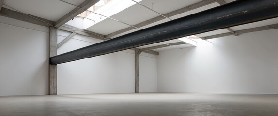 Obraz premium A minimalist interior space featuring concrete and industrial design, perfect for showcasing art or modern installations