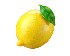 lemon 3d fruit icon isolated on transparent background