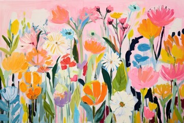 Flowers border landscape painting flower backgrounds.