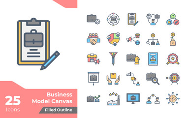 Business Model Canvas Filled Color Icons