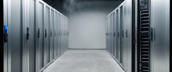 Fototapeta premium A modern data center showcasing rows of servers, emphasizing technology and digital infrastructure for efficient data management