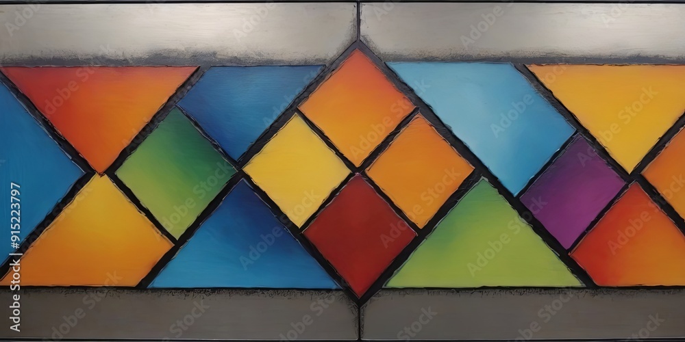 Poster a colorful painting with squares of different colors
