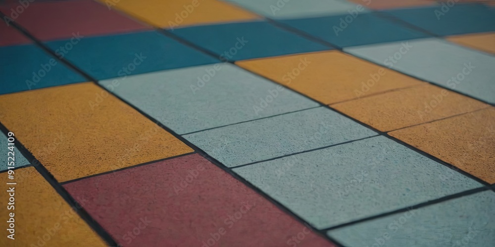 Poster a colorful mosaic tile floor with a blue square in the middle
