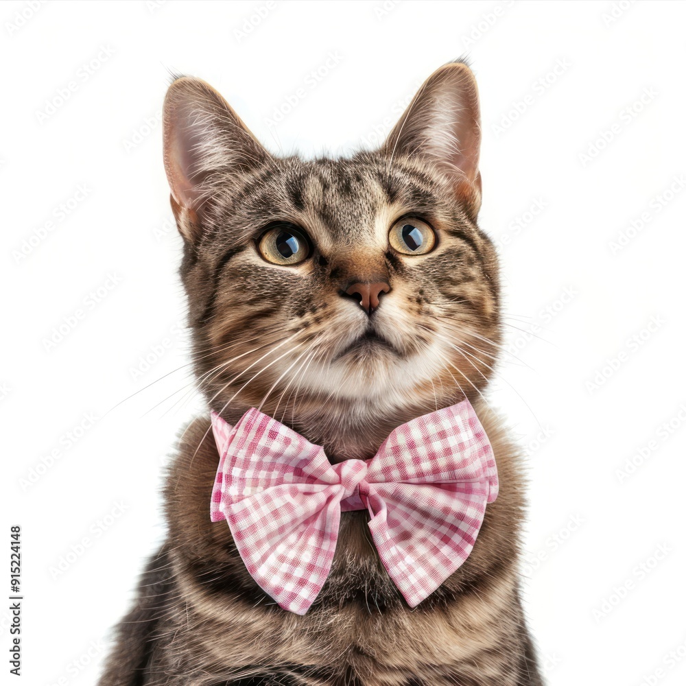 Poster Cat wearing pink bowtie