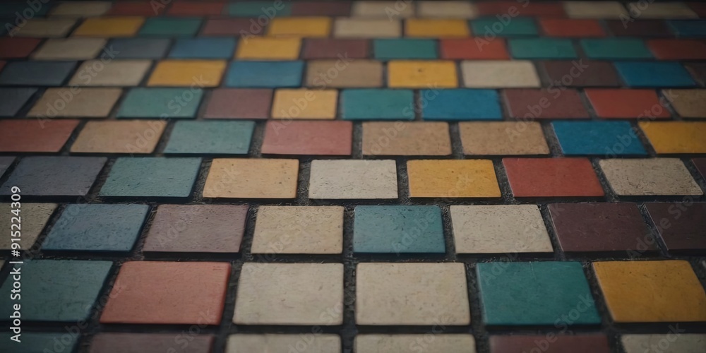 Poster a colorful mosaic tile floor with a variety of colors