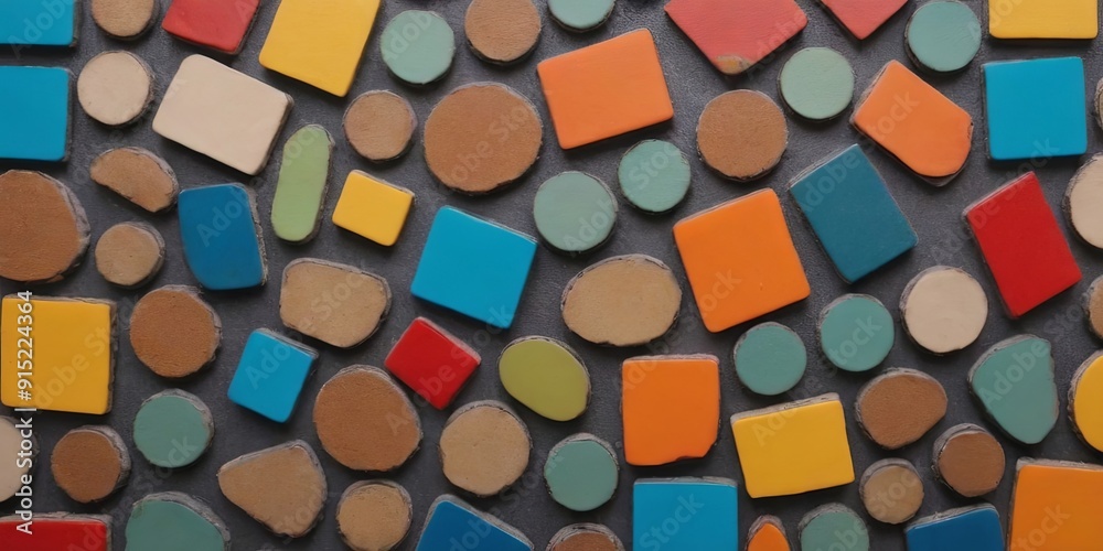 Aufkleber a mosaic of colorful tiles with a variety of shapes and sizes