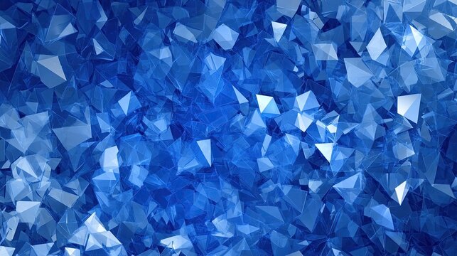 Abstract blue geometric background with sharp triangular shapes.