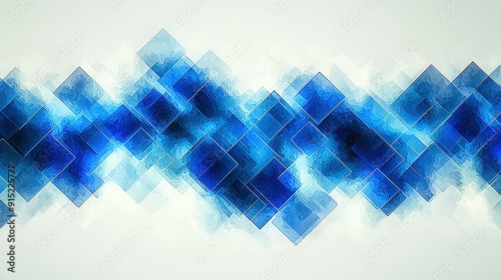 Leinwandbilder Colorful blue shapes blend seamlessly on a light background, creating a dynamic and vibrant pattern that captivates the viewer
