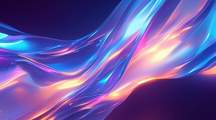 Naklejka premium Colorful waves of light iridescent flow gracefully in an abstract formation, showcasing a vibrant mix of hues against a dark background