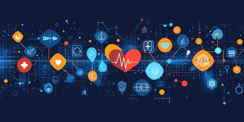 Modern Digital Health Concept with Blue Background