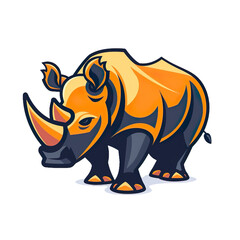 Fototapeta premium 2D illustration of a minimalistic rhinoceros logo with flat colors isolated on a white transparent background