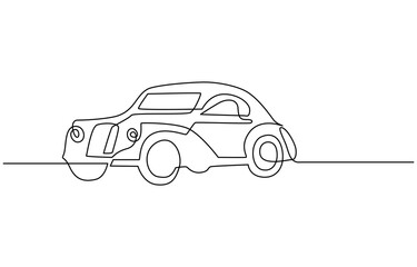 continuous one line drawing of car vector icon. One line Car icon vector background ,One single continuous line drawing of old vintage car, line draw
