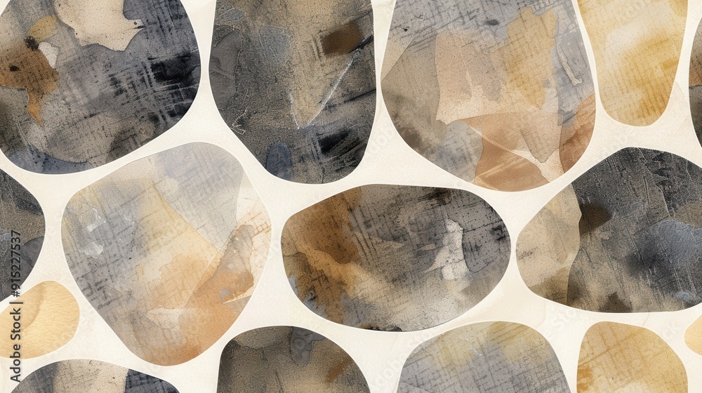 Poster a close-up shot of an abstract watercolor pattern featuring various shades of beige, brown, and grey