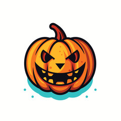 Illustrations of scary halloween pumpkin in witch hats. Design element for poster,card, banner, sign, emblem. Vector illustration