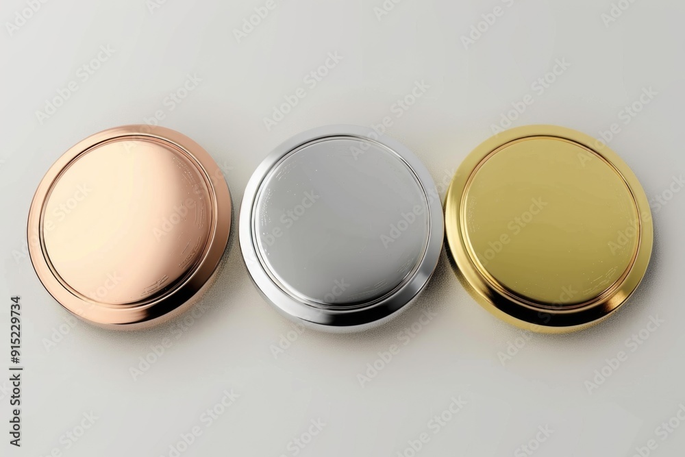Poster three colorful buttons on a white surface