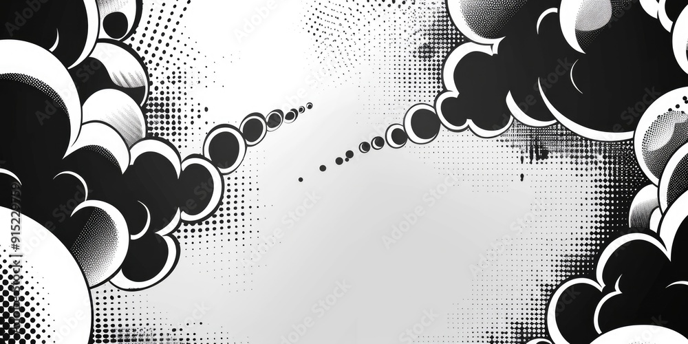 Poster A collection of clouds in monochrome, perfect for abstract or atmospheric concepts