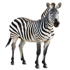 Fototapeta premium Striped Wonder: Zebra in Isolated Pose