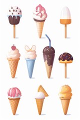 Assorted ice cream flavors on colorful sticks