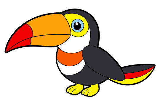 recommend clip art: Colorful Beak Toucan Vector Cartoon Cute Animal Illustration