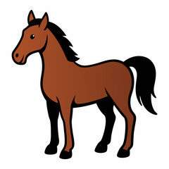 Standing  cartoon horse  silhouette Vector illustration