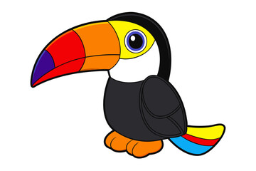 Colorful Beak Toucan Vector Cartoon Cute Animal Illustration