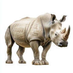 Fototapeta premium White Rhino Standing on a White Background