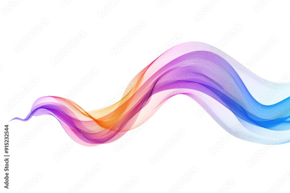 Poster a graphic representation of colored waves on a clean white background, suitable for use in digital d