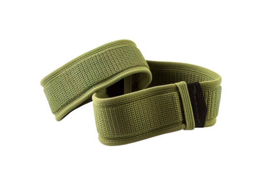 Innovative Elastic Resistance Bands Resting on Clean Surface With Natural Light Highlighting Their Versatility and Durability in Home Gym on Transparent PNG Background.