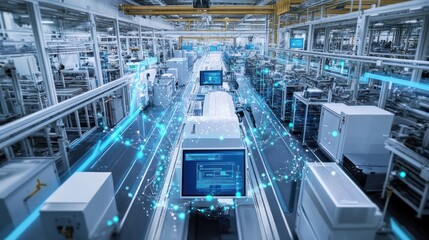 Fototapeta premium Smart Factory Automation with Digital Transformation