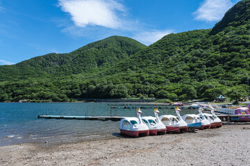 赤城山にある大沼のボート乗り場