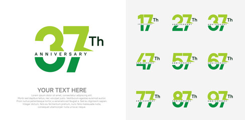 anniversary set logo style with green color for company celebration moment