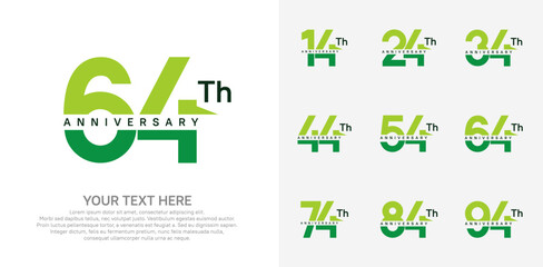 anniversary set logo style with green color for company celebration moment