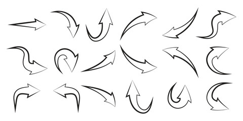 Hand drawn arrows, mark point icon design collection for business and education design element