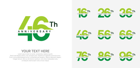 anniversary set logo style with green color for company celebration moment