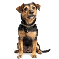Portrait of a Curious Black and Tan Dog