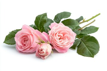 Fototapeta premium Pink Roses on White Background